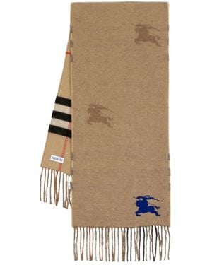 Burberry Knight-Logo Fringe Scarf - Natural