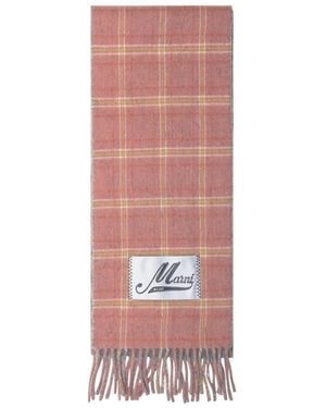 Marni Checked Fringed Scarf - Pink