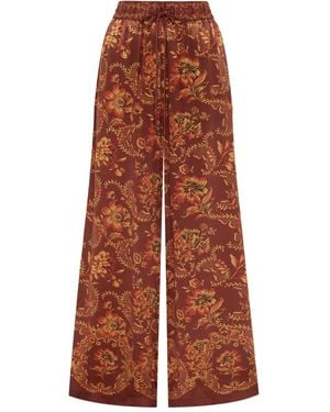 ALÉMAIS Floral-Print Drawstring Pants - Brown