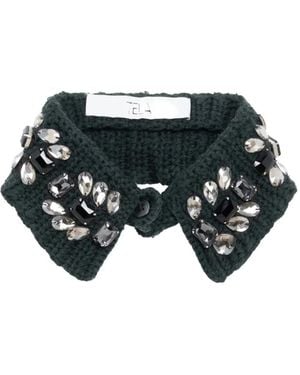 Tela Crystal-Embellished Chunky-Knit Collar - Black
