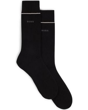 BOSS Intarsia-Knit Logo Socks - Black