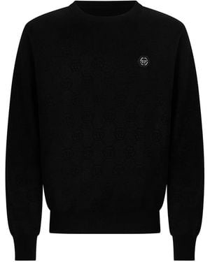 Philipp Plein Pullover Mit Monogramm - Schwarz