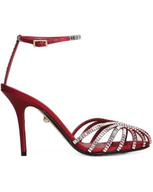 ALEVI Penelope Crystal-Embellished Cage Sandals - Pink