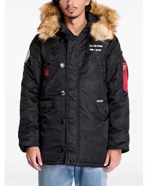 Alpha Industries Logo-Patch Bomber Jacket - Black