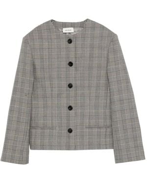 A.M.G Check-Pattern Button-Fastening Jacket - Grey