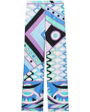 Emilio Pucci Vivara プリント シルクパンツ - ブルー