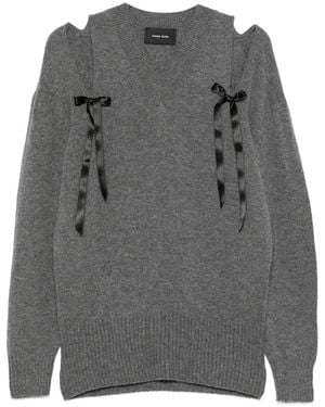 Simone Rocha Jersey Con Detalle De Lazo Y Hombros Descubiertos - Gris