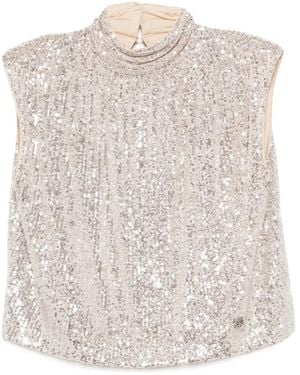 KARL LAGERFELD Sequinned Blouse - Natural
