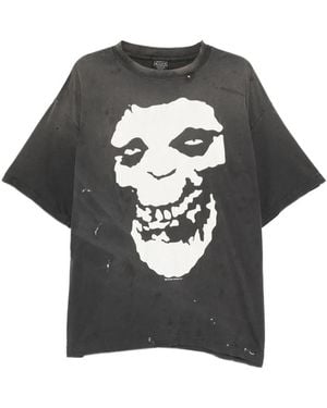 Le Mont St Michel Graphic-Print Distressed T-Shirt - Black