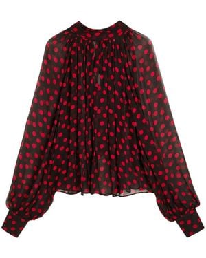 Ronny Kobo Blusa Con Motivo De Lunares - Rojo