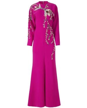 Costarellos Marla Crystal-Appliqué Maxi Dress - Pink
