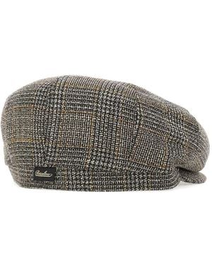 Borsalino Houndstooth Wool Beret - Grey