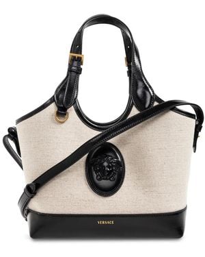 Versace Rivière Small Canvas Tote - Black