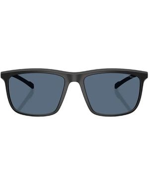 Emporio Armani Matte-Finish Rectangle-Frame Sunglasses - Blue