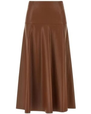 Nude Flared Panelled Skirt - Brown