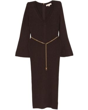 Michael Kors Logo-Chain Midi Dress - Brown