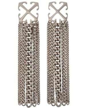 Off-White c/o Virgil Abloh Arrow Chain Pendant Earrings - Blanc