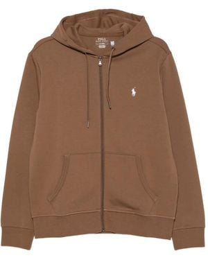 Polo Ralph Lauren Logo-Embroidered Zip-Up Hoodie - Brown