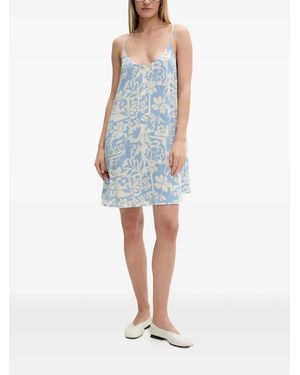Rip Curl Party Pack Floral-Print Button-Front Mini Dress - Blue