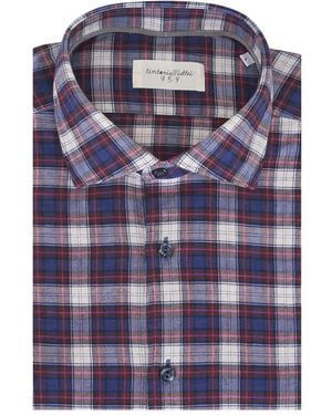 Tintoria Mattei 954 Kariertes Hemd - Blau