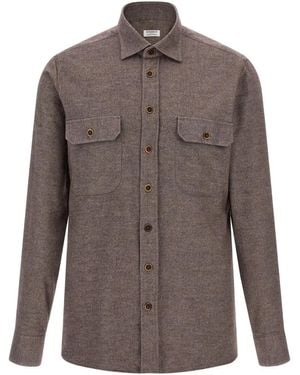 Borriello Button-Front Long-Sleeve Shirt - Brown
