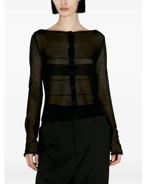 032c Button-Front Long-Sleeves Cardigan - Black
