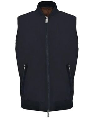 Pal Zileri Zip-Up Ribbed-Trim Waistcoat - Blue