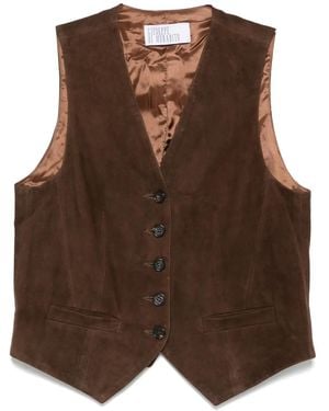 GIUSEPPE DI MORABITO Button-fastening suede waistcoat - Marrón