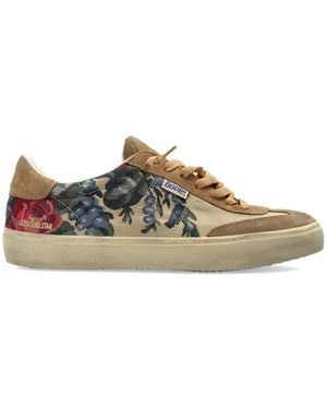 Golden Goose Floral Print Leather Trainers - Natural