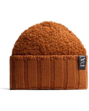 Patou Bouclé Ribbed Beanie Hat - Brown