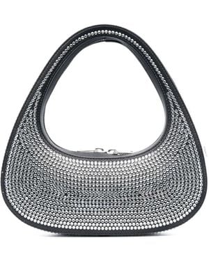 Coperni Mini Swipe Rhinestone-Embellished Tote Bag - Metallic