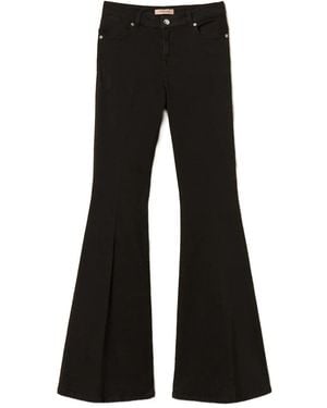 Twinset Cotton Bull Flared Trousers - Black