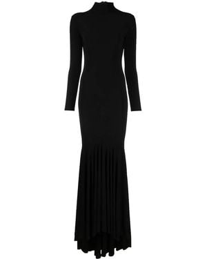 Atu Body Couture Long-Sleeve Flared Gown - Black