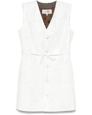 MM6 by Maison Martin Margiela Gilet Zippé À Col V - Blanc