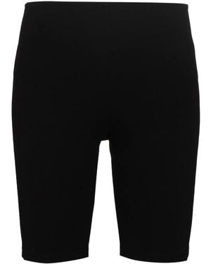 Rabanne Viscose Blend Cyclists Shorts With Logo Band - Black