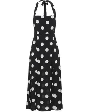 Mar De Margaritas Paula Polka-Dot Halterneck Midi Dress - White