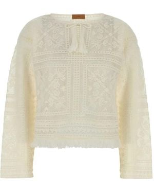 Alanui Crochet Fringed Jumper - Natural