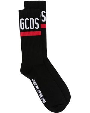 Gcds Crew Neck Socks With Inlaid Logo - Black