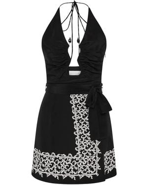 Rebecca Vallance Sundia Ruched Belted Mini Dress - Black