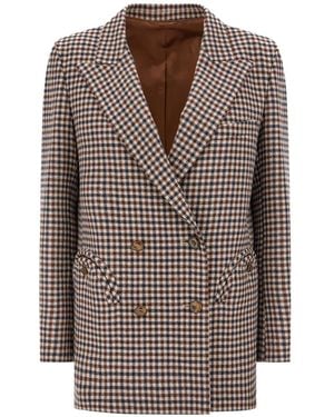 Blazé Milano Check Double-Breasted Blazer - Brown