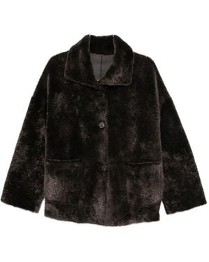 Arma Button-Up Shearling Jacket - Black