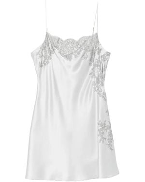 Carine Gilson Vestido De Noche Con Ribete De Encaje - Blanco
