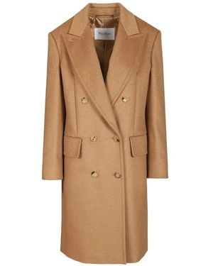 Max Mara Olimpia Double-Breasted Coat - Natural