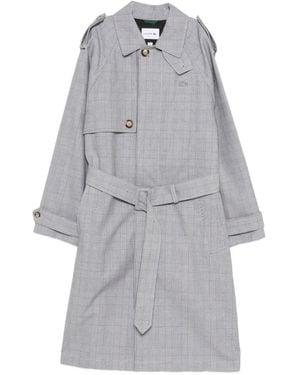 Lacoste Plaid Belted Coat - Gray