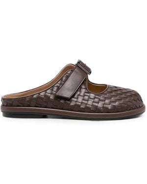 SERGIO MORETTI FIRENZE Gewebte Slipper Mit Schnalle - Braun