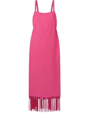 Taller Marmo Palermo Fringed Crepe Midi Dress - Pink