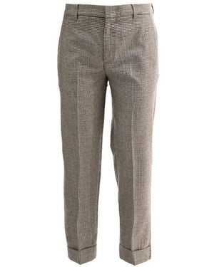 Cruna Pantalones Con Motivo Pied De Poule Y Dobladillo Vuelto - Gris