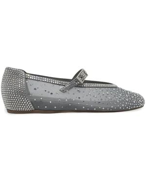 Le Silla Gilda Crystal-Embellished Mesh Ballet Flats - Gray