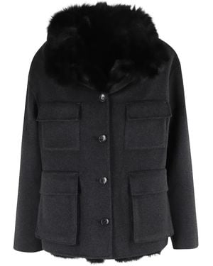 Seventy Fur-Collar Multi-Pocket Jacket - Black