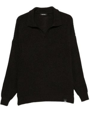 Imperial Ribbed-Knit Jumper - Black